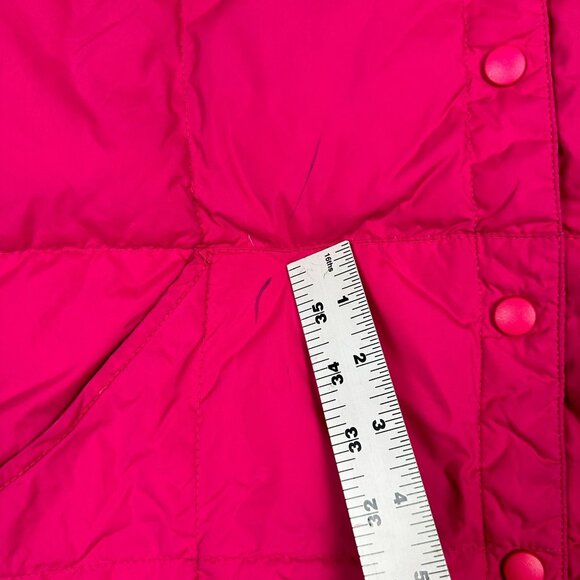 Land's End Women's S 6-8 Down Puffer Vest Hot Pink Nylon Quilted Snap Warm - Picture 5 of 8